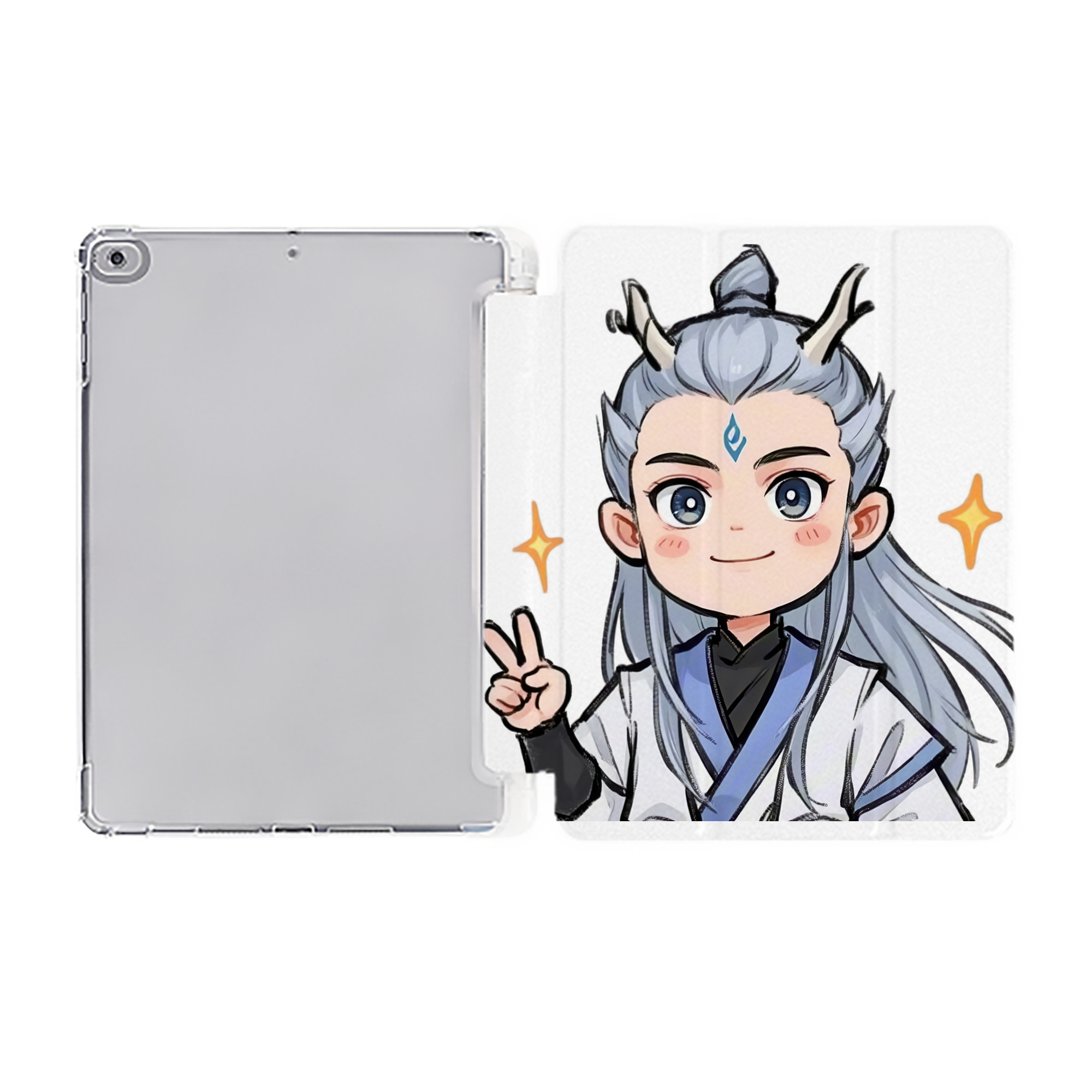 （画像用） Ne Zha 2 ナタ 魔童の大暴れ IPad ケース ペン収納付き 三つ折りスタンド PUレザー×シリコン 対応機種9.5/10.5/10.9インチ
